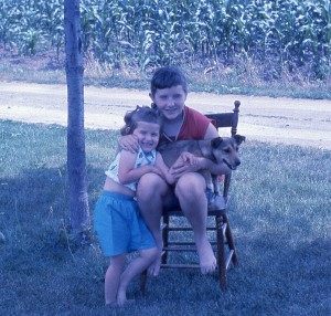 Susan and Pat holding Nip, early 60's