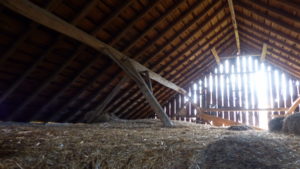 The big barn's empty haymow, 2015