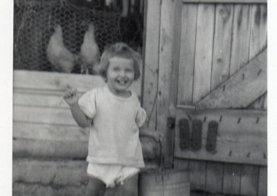 Susan with chickens